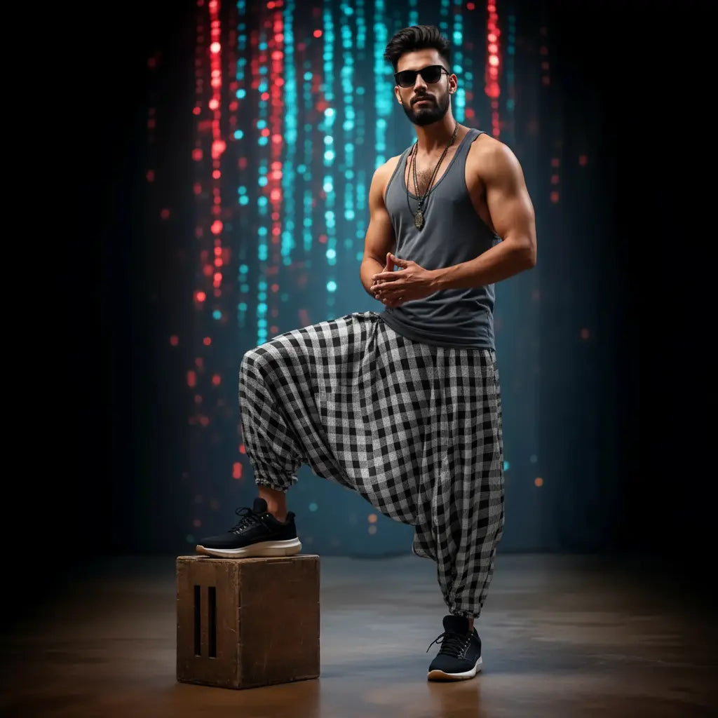 Breathable cotton dhoti-style harem pants for men and women – Dopehead Stores’ stylish Veshti Company celebrity streetwear