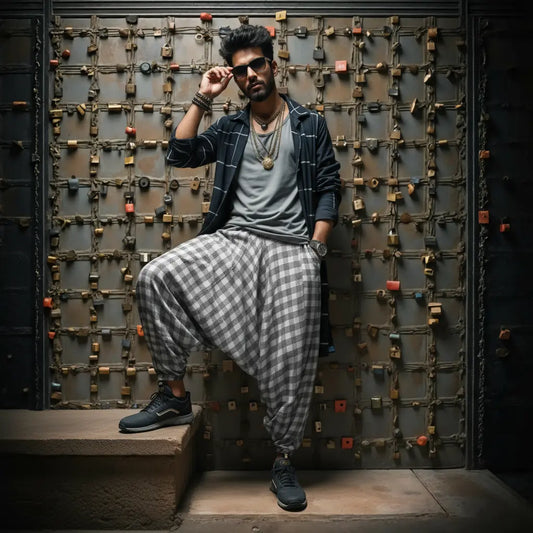 Breathable cotton dhoti-style harem pants for men and women – Dopehead Stores’ stylish Veshti Company celebrity streetwear
