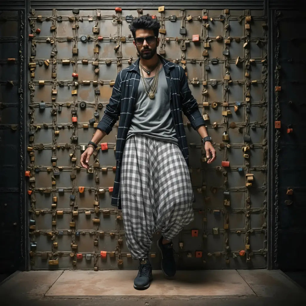 Breathable cotton dhoti-style harem pants for men and women – Dopehead Stores’ stylish Veshti Company celebrity streetwear