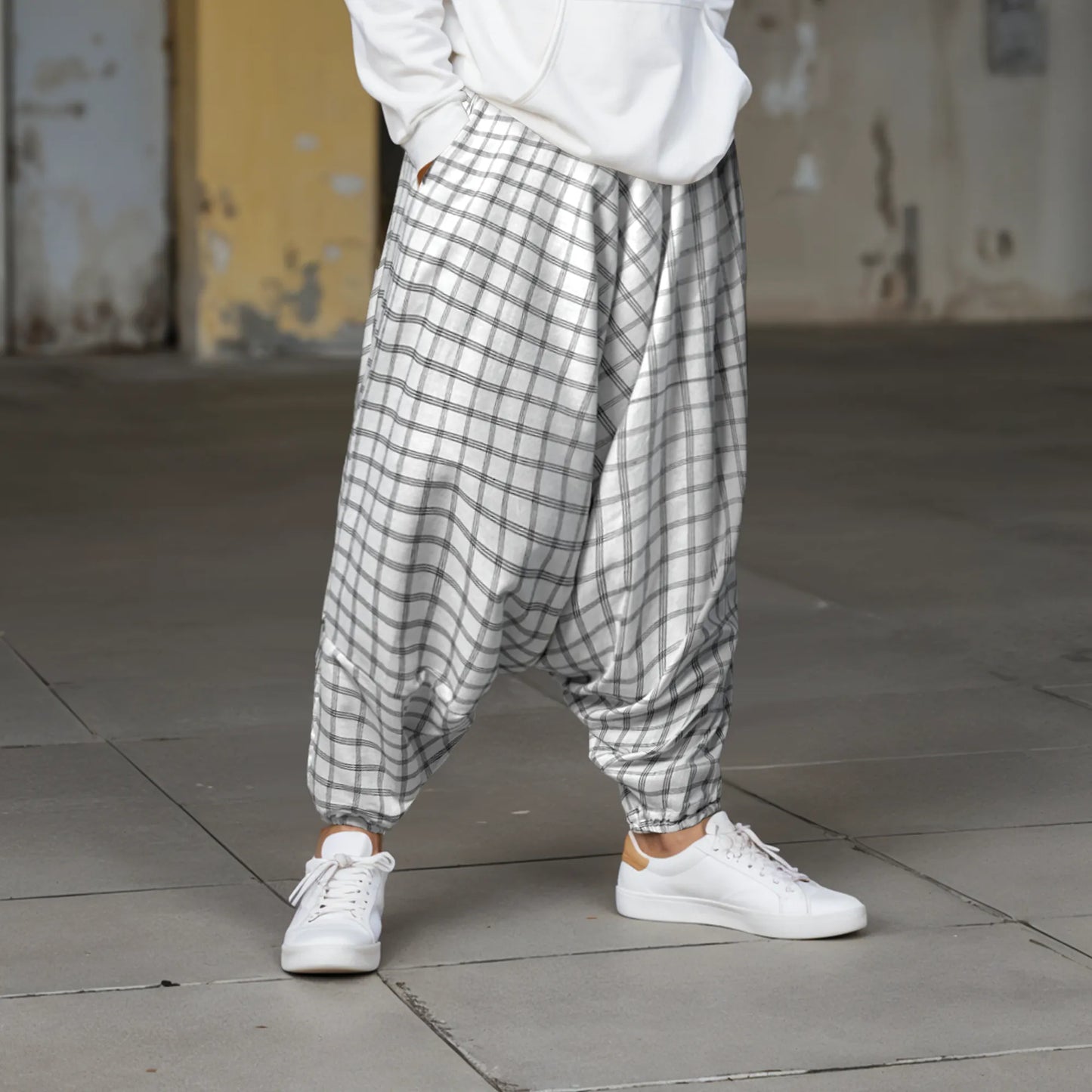 Dopehead Unisex Harem Pant with breathable fabric, customized fitting, side pockets, Boho Artist Vibe, available in all sizes—designed by Dopehead for bold urban style and everyday comfort. Dopehead Unisex Harem Pant styled for a streetwear look.