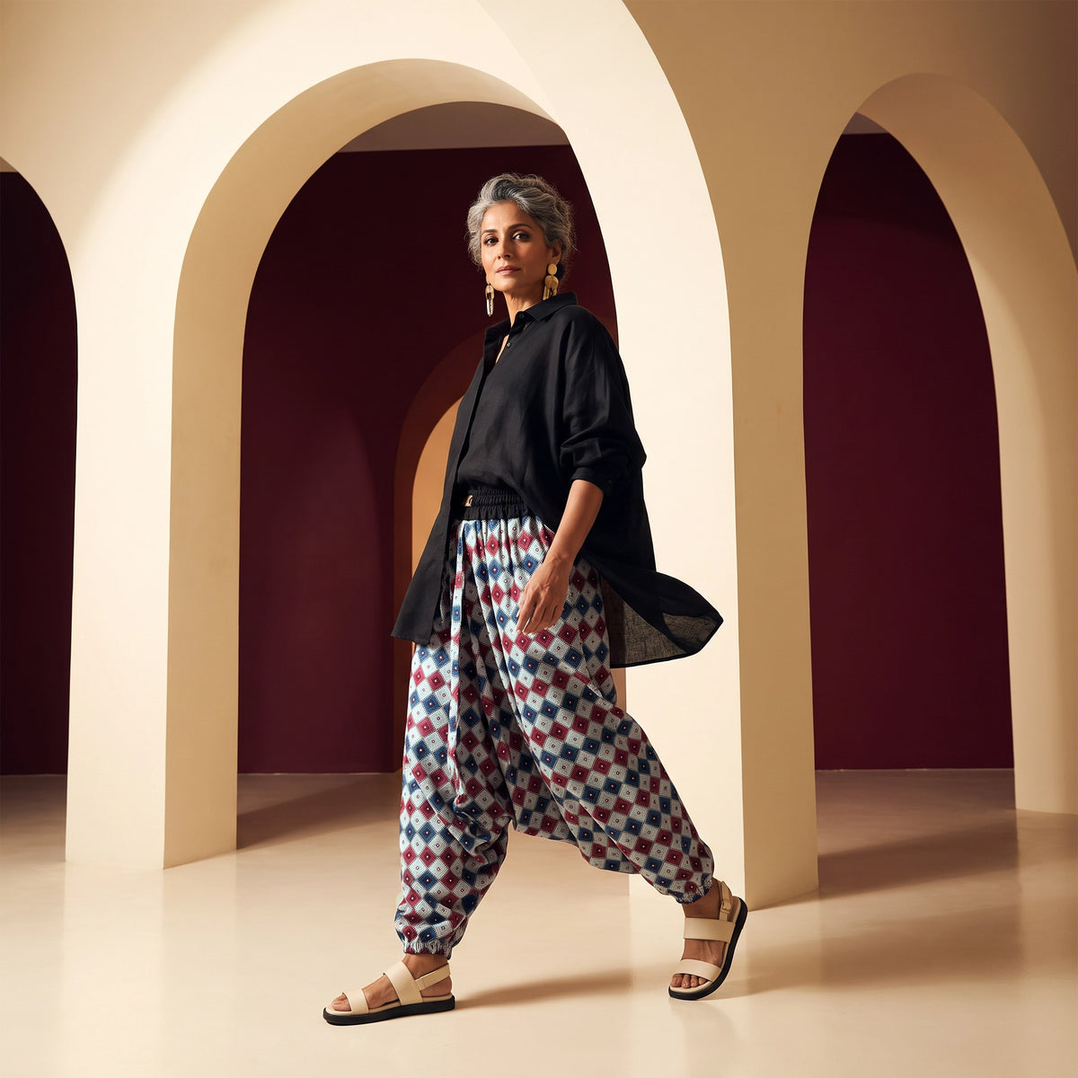 Ruby Grid  | Unisex Harem Pant
