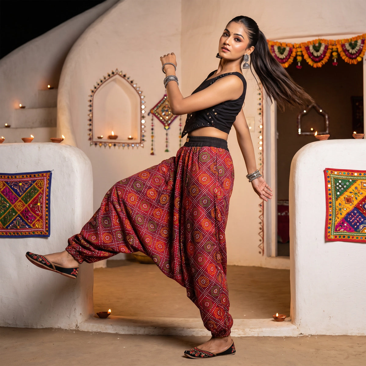 Fire Bandhani | Unisex Harem Pant