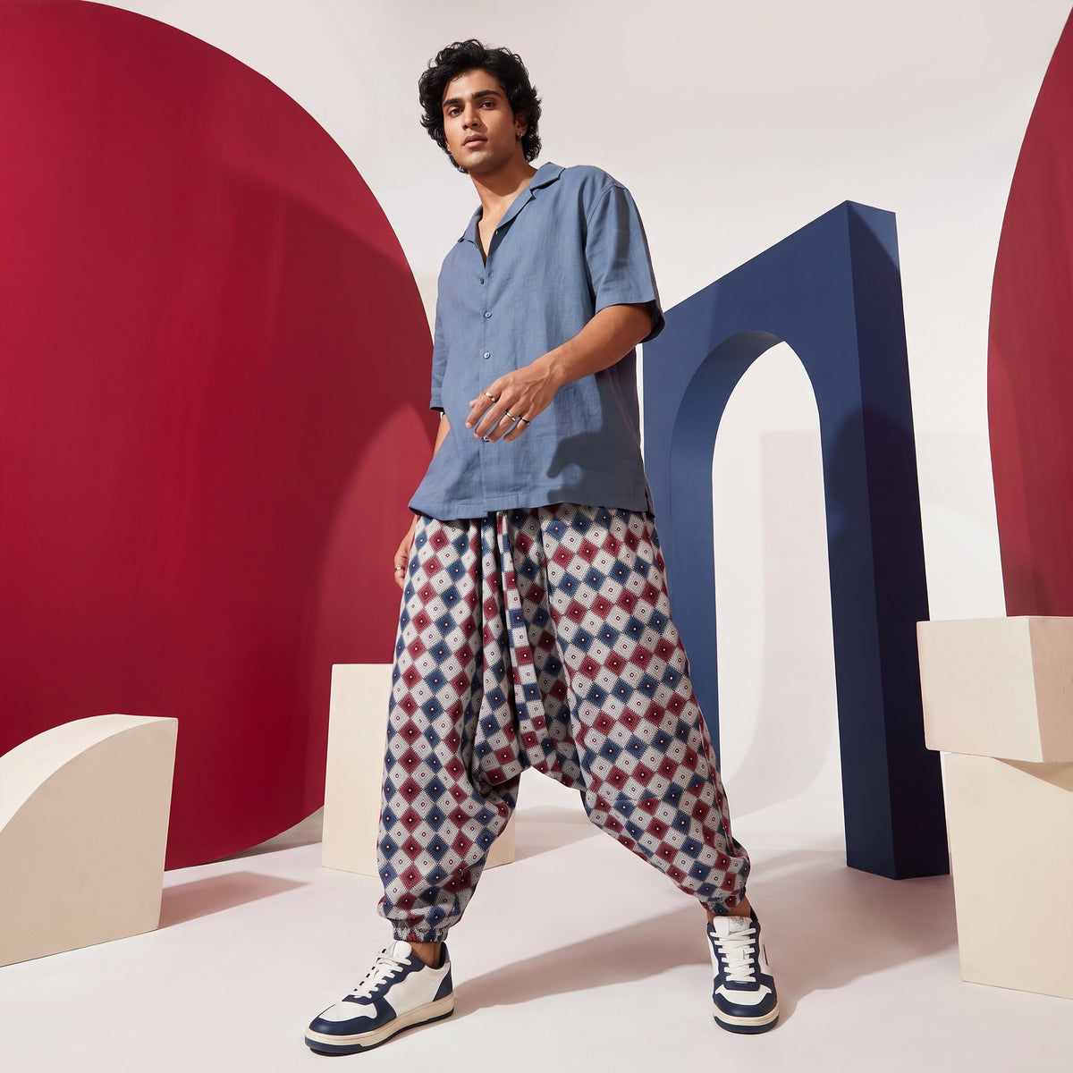 Ruby Grid  | Unisex Harem Pant