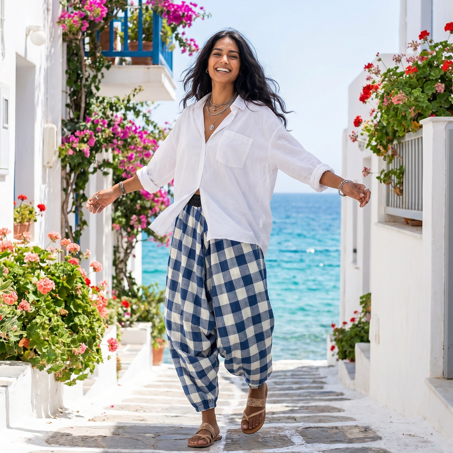 Coastal Check | Unisex Harem Pant