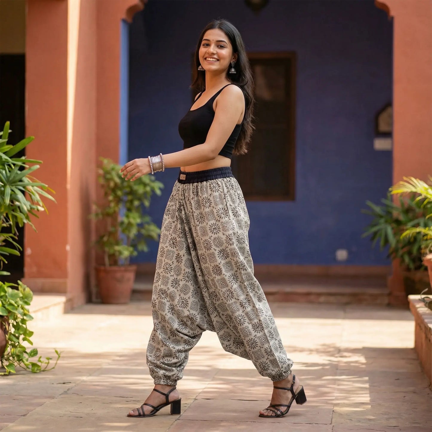Warli Noir | Unisex Harem Pant