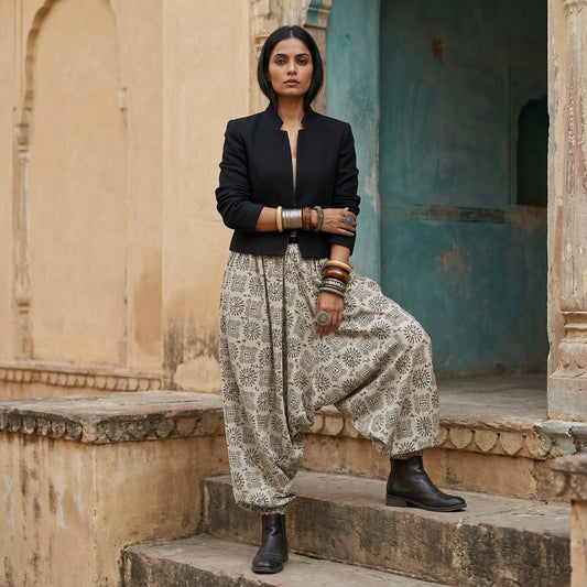 Warli Noir | Unisex Harem Pant