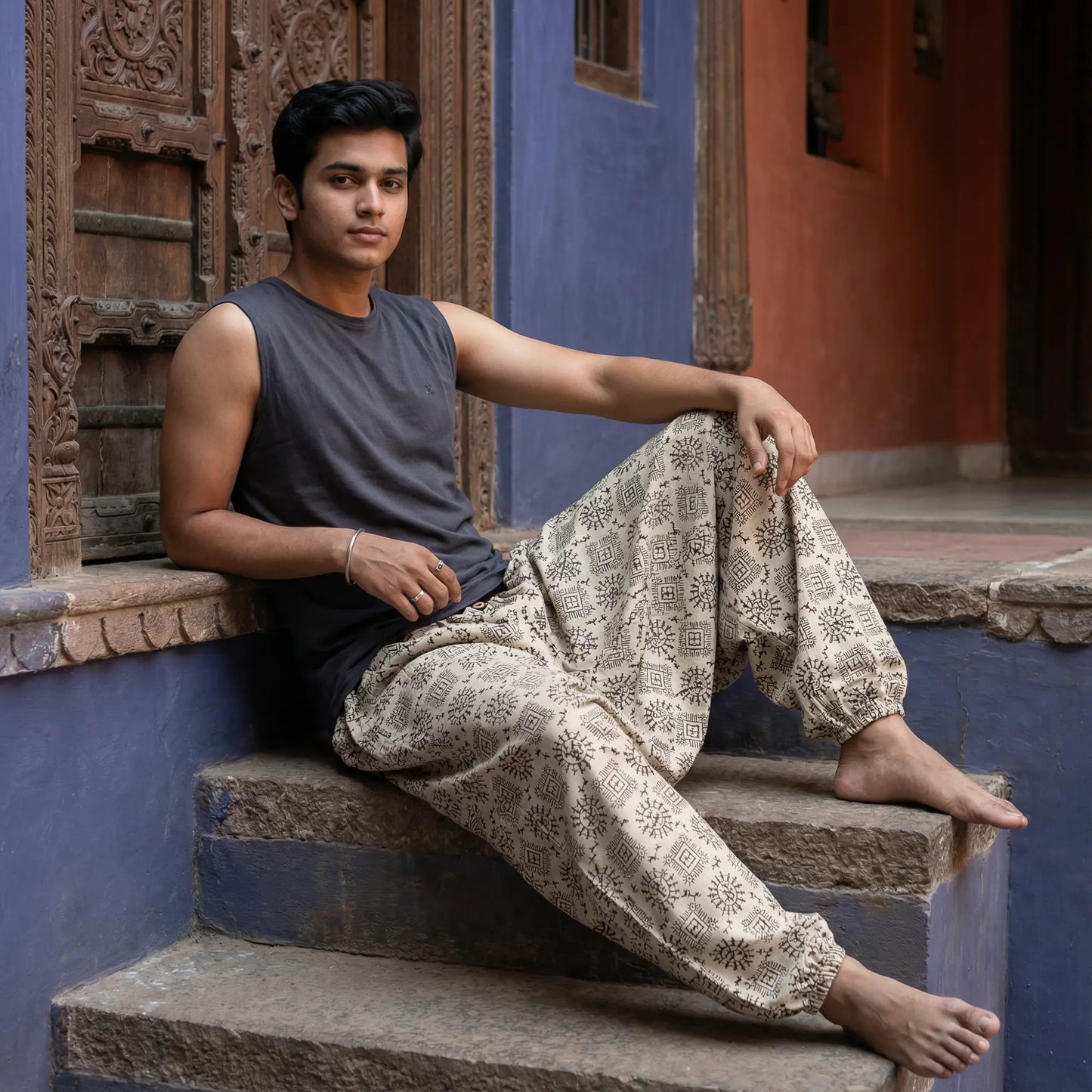 Warli Noir | Unisex Harem Pant