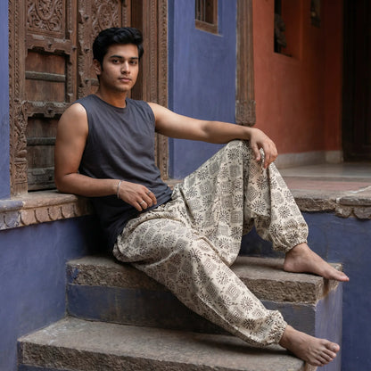 Warli Noir | Unisex Harem Pant