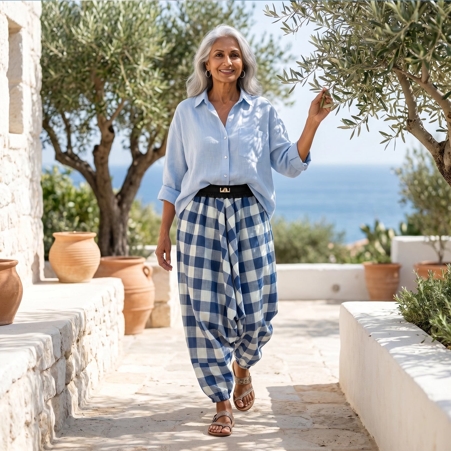 Coastal Check | Unisex Harem Pant