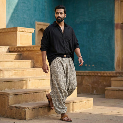 Warli Noir | Unisex Harem Pant