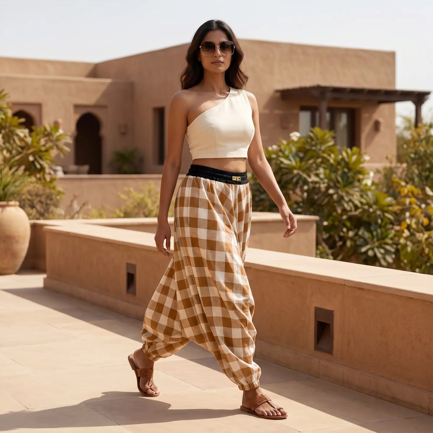Camel Check | Unisex Harem Pant