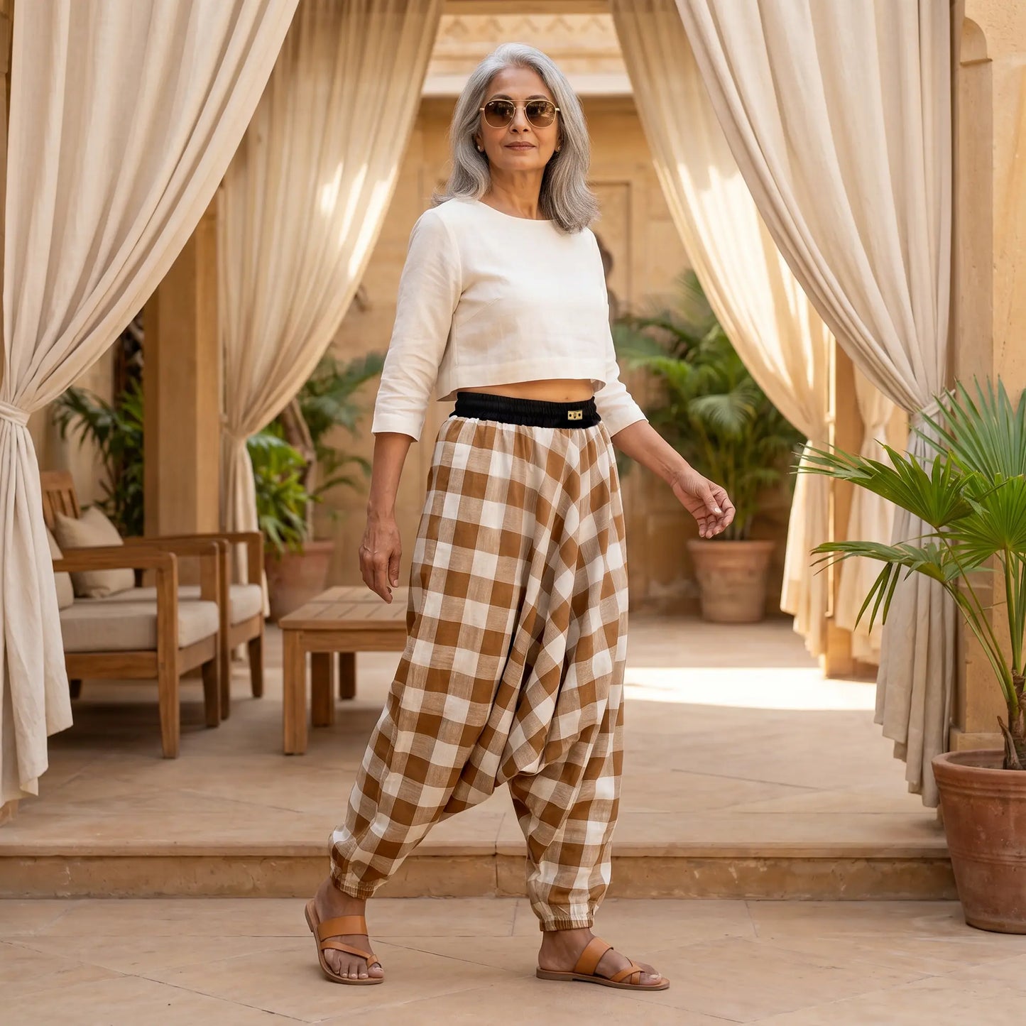 Camel Check | Unisex Harem Pant