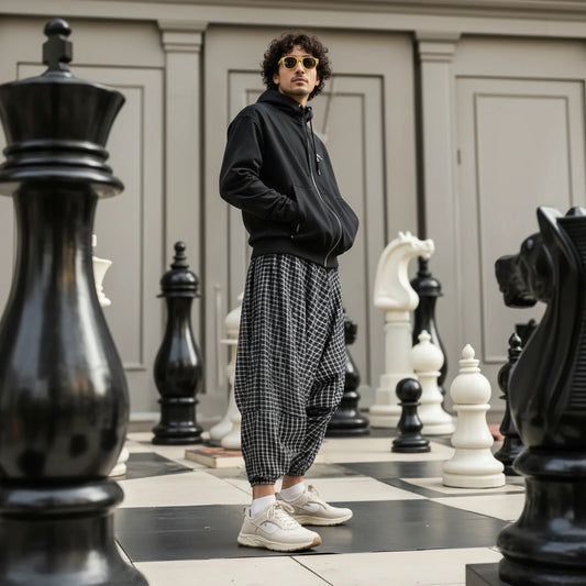 Breathable cotton dhoti-style harem pants for men and women – Dopehead Stores’ stylish Veshti Company celebrity streetwear