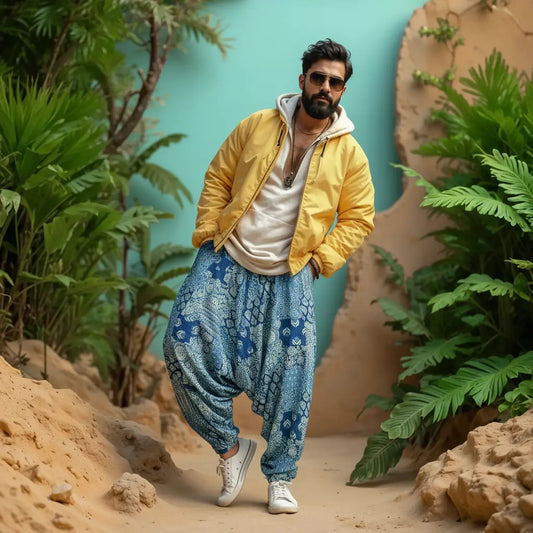 Breathable cotton dhoti-style harem pants for men and women – Dopehead Stores’ stylish Veshti Company celebrity streetwear