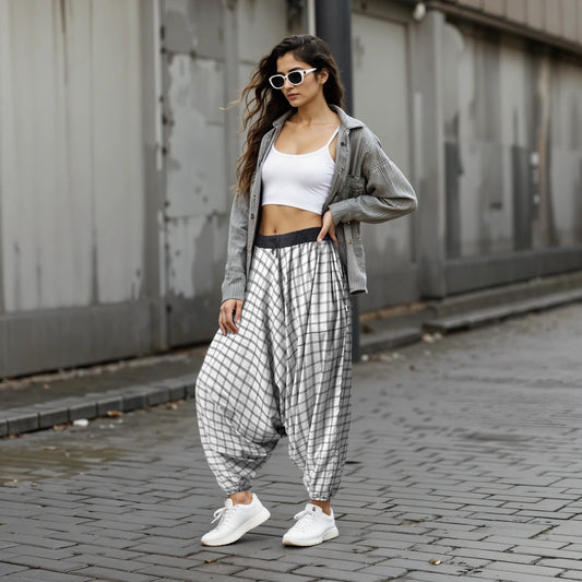Dopehead Unisex Harem Pant with breathable fabric, customized fitting, side pockets, Boho Artist Vibe, available in all sizes—designed by Dopehead for bold urban style and everyday comfort. Dopehead Unisex Harem Pant styled for a streetwear look.