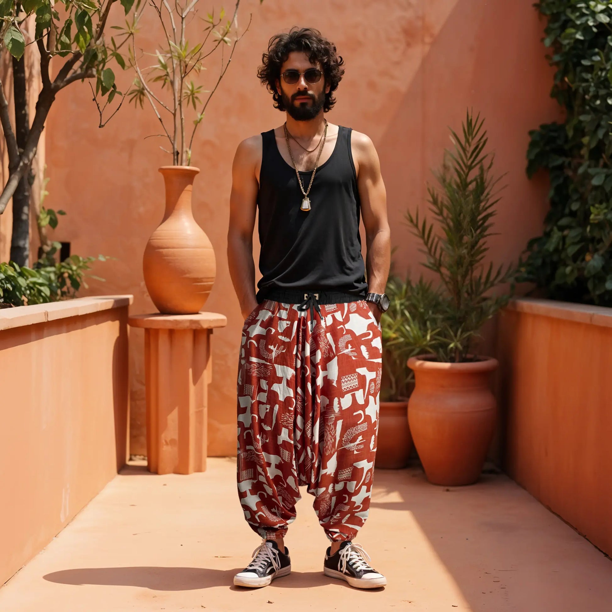 Breathable cotton dhoti-style harem pants for men and women – Dopehead Stores’ stylish Veshti Company celebrity streetwear