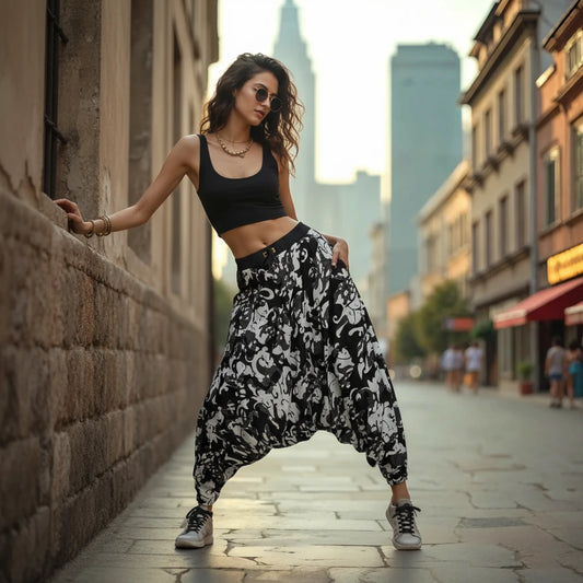 Breathable cotton dhoti-style harem pants for men and women – Dopehead Stores’ stylish Veshti Company celebrity streetwear