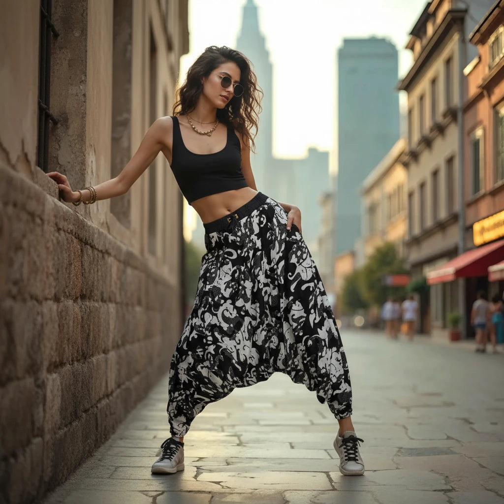 Breathable cotton dhoti-style harem pants for men and women – Dopehead Stores’ stylish Veshti Company celebrity streetwear
