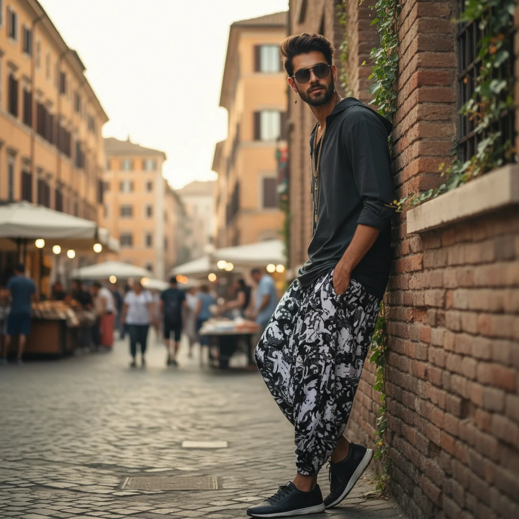 Breathable cotton dhoti-style harem pants for men and women – Dopehead Stores’ stylish Veshti Company celebrity streetwear