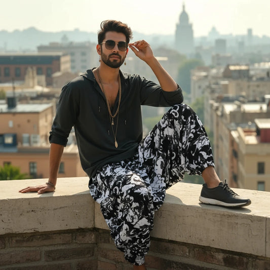 Breathable cotton dhoti-style harem pants for men and women – Dopehead Stores’ stylish Veshti Company celebrity streetwear