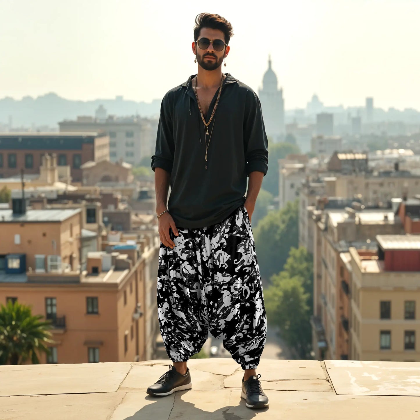 Breathable cotton dhoti-style harem pants for men and women – Dopehead Stores’ stylish Veshti Company celebrity streetwear