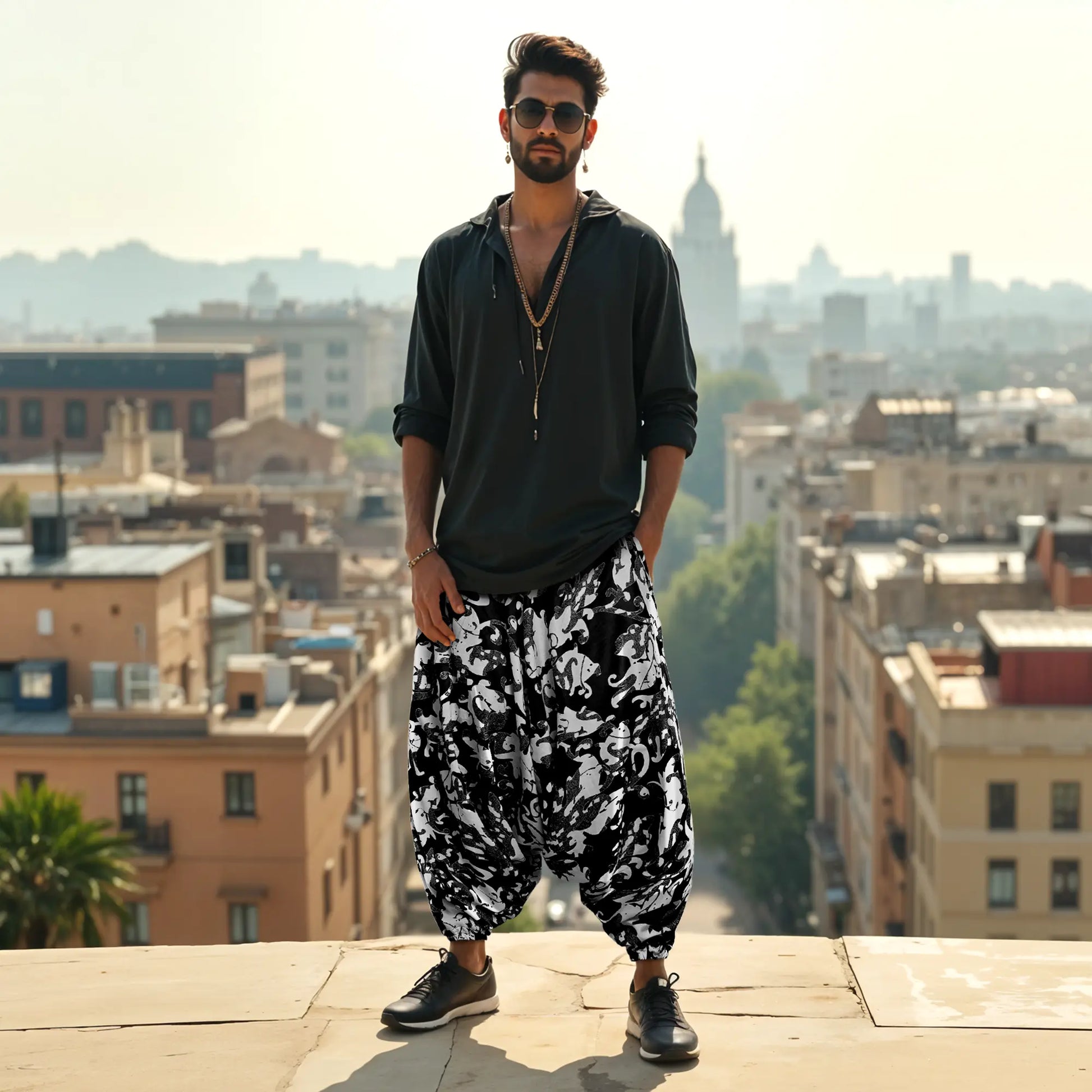 Breathable cotton dhoti-style harem pants for men and women – Dopehead Stores’ stylish Veshti Company celebrity streetwear