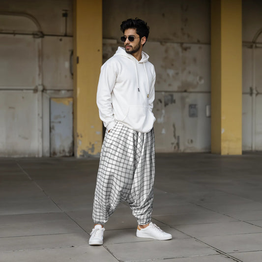 Dopehead Unisex Harem Pant with breathable fabric, customized fitting, side pockets, Boho Artist Vibe, available in all sizes—designed by Dopehead for bold urban style and everyday comfort. Dopehead Unisex Harem Pant styled for a streetwear look.